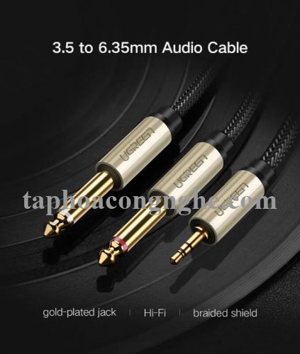 Ugreen 10619 5M màu Đen Cáp âm thanh 2 đầu 6.5mm dương sang 3.5mm dương AV126 30010619